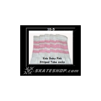 10" SKATERSOCKS white style 10-05 baby pink stripes