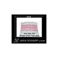 14" SKATERSOCKS white style 14-08 baby pink stripes