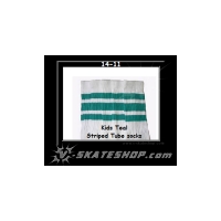 14" SKATERSOCKS white style 14-11 teal stripes