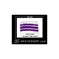 14" SKATERSOCKS white style 14-14 purple stripes