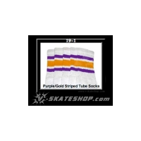 19" SKATERSOCKS white style 19-001 purple/gold stripes
