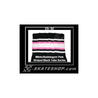 25" SKATERSOCKS black style 25-052 white/bubblegum...