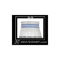 25" SKATERSOCKS white style 25-053 baby blue stripes