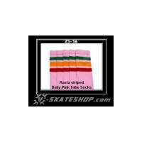 25" SKATERSOCKS babypink style 25-056 rasta stripes