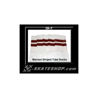 19" SKATERSOCKS white style 19-007 maroon stripes