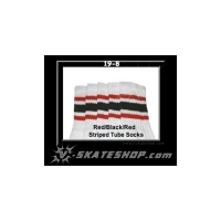 19" SKATERSOCKS white style 19-008 red/black stripes