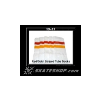 19" SKATERSOCKS white style 19-011 red/gold stripes