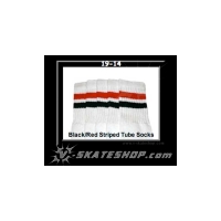 19" SKATERSOCKS white style 19-014 red/black stripes