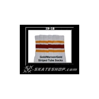 19" SKATERSOCKS white style 19-018 gold/maroon stripes