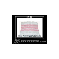19" SKATERSOCKS white style 19-022 baby pink stripes