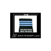19" SKATERSOCKS black style 19-056 baby blue stripes