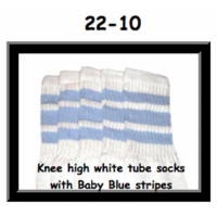 22" SKATERSOCKS white style 22-010 baby blue stripes
