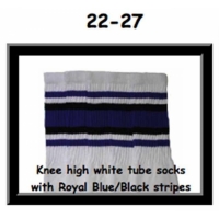 22" SKATERSOCKS white style 22-027 royal blue/black...