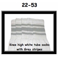 22" SKATERSOCKS white style 22-053 grey stripes