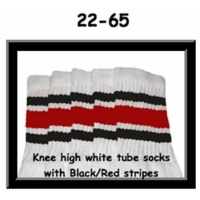 22" SKATERSOCKS white style 22-065 black/red stripes 