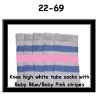22" SKATERSOCKS white style 22-069 baby blue/baby...