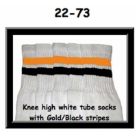 22" SKATERSOCKS white style 22-073 gold/black stripes