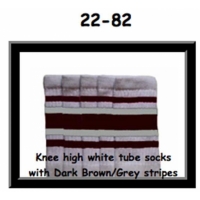 22" SKATERSOCKS white style 22-082 dark brown/grey...