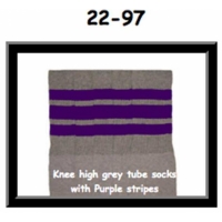 22" SKATERSOCKS grey style 22-097 purple stripes