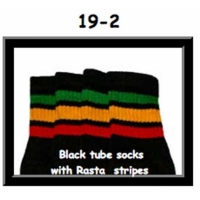 19" SKATERSOCKS black style 19-002 rasta stripes