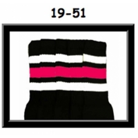 19" SKATERSOCKS black style 19-051 white/bubblegum...