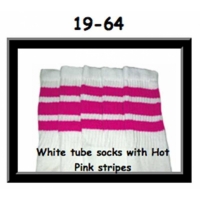 19" SKATERSOCKS white style 19-064 hot pink stripes