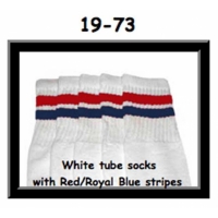 19" SKATERSOCKS white style 19-073 red/royal blue...