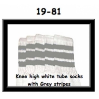 19" SKATERSOCKS white style 19-081 grey stripes 