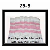 25" SKATERSOCKS white style 25-005 baby pink stripes