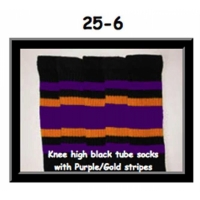 25" SKATERSOCKS black style 25-006 purple gold 