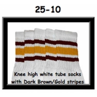 25" SKATERSOCKS white style 25-010 dark brown/gold...