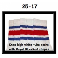 25" SKATERSOCKS white style 25-017 american pride 