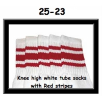 25" SKATERSOCKS white style 25-023 red stripes 