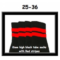 25" SKATERSOCKS black style 25-036 red stripes 