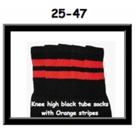 25" SKATERSOCKS black style 25-047 orange stripes 