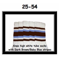 25" SKATERSOCKS white style 25-054 dark brown/baby...