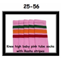 25" SKATERSOCKS babypink style 25-056 rasta stripes
