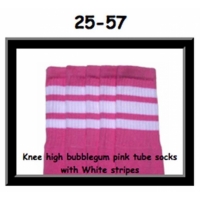 25" SKATERSOCKS bubblegum pink style 25-057 white...