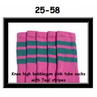 25" SKATERSOCKS babypink style 25-058 teal stripes