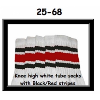 25" SKATERSOCKS white style 25-068 black/red stripes