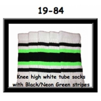 19" SKATERSOCKS white style 19-084 black+neon green...