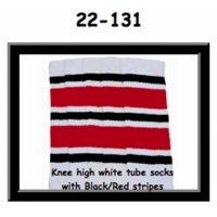22" SKATERSOCKS white style 22-131 black/red 
