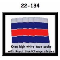 22" SKATERSOCKS white style 22-134 royal blue/orange