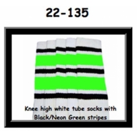 22" SKATERSOCKS white style 22-135 black/neon green