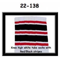22" SKATERSOCKS white style 22-138 red/black