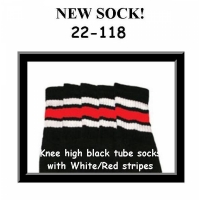 22" SKATERSOCKS black style 22-118 white/red