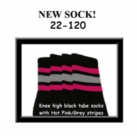 22" SKATERSOCKS black style 22-120 hot pink/grey/hot...