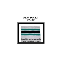 25" SKATERSOCKS white style 25-072 teal/black stripes