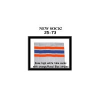 25" SKATERSOCKS white style 25-073 orange/royal blue...
