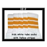 10" SKATERSOCKS white style 10-02 yellow stripes
